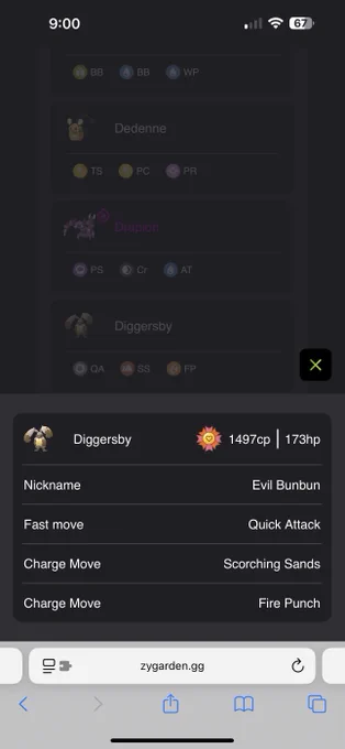 Small battle party overview with a an overlay for the details