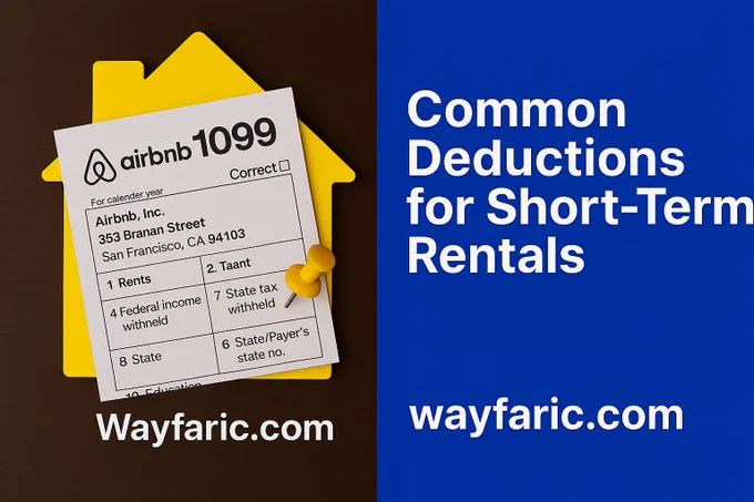 Airbnb host reviewing tax documents at home, with a laptop and coffee mug on the table—conceptual image for understanding Airbnb 1099 and maximizing tax deductions.