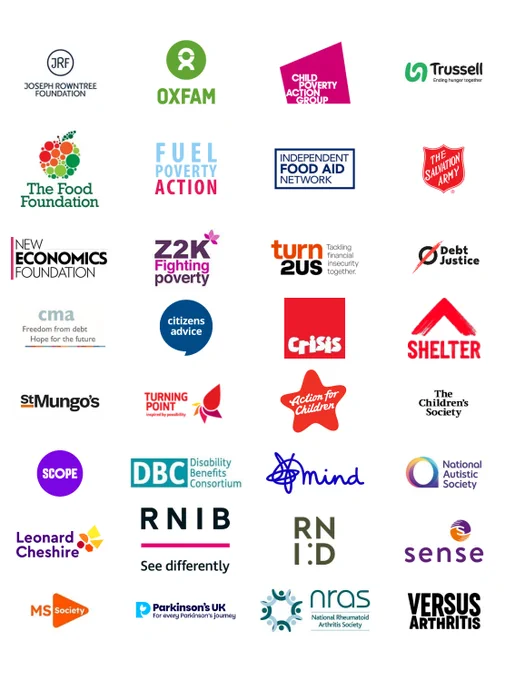 Wall of logos of 86 charities - example signatories listed in following tweet.