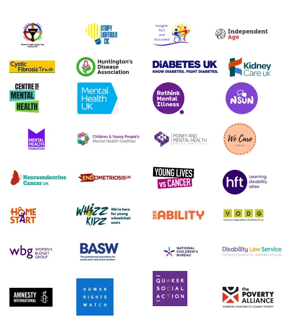 Wall of logos of 86 charities - example signatories listed in following tweet.