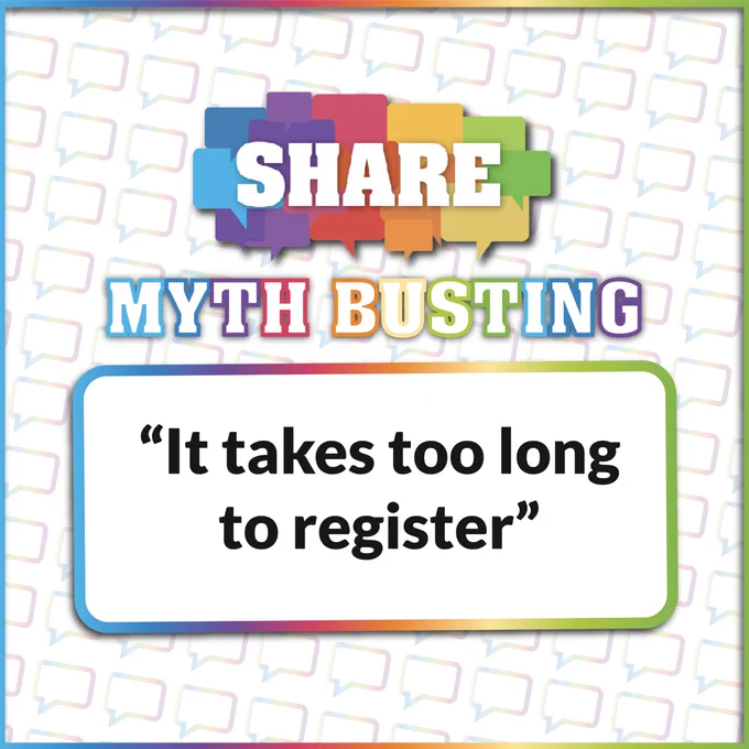 Myth, It takes too long to register for SHARE
