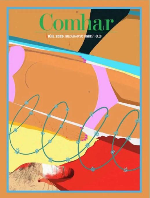 Comhar magazine cover. Stars of David on barbed wire.