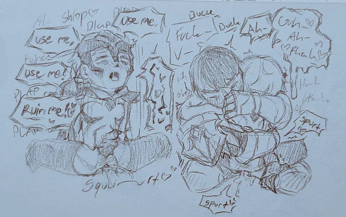 (Through louder plaps)
V: Use me,
Use me,
Use me!
Ruin me!
—♡ 

J: Fuck– V—
V: Ah–
Guh— Ah- Fhah–♡