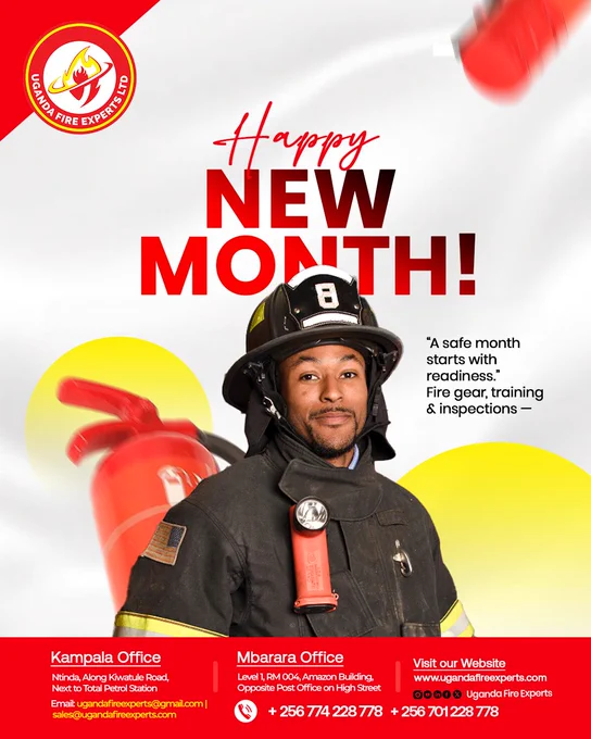 Happy July! 🚨 Start safe with @UgandaFireExpertsLtd. We provide fire gear, fire safety training, & inspections to keep you protected. 

#UgandaFire #FireSafetyExperts  #HappyNewMonth #UgandaFireExpertsLtd