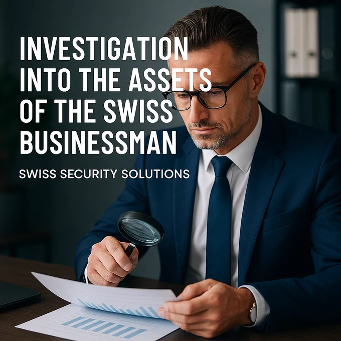 🔍 Uncovering Hidden Wealth – Investigation of Assets of a Swiss Businessman 💼💡
When significant assets are hidden behind complex structures, you need clarity, evidence, and expertise to protect your interests.
At Swiss Security Solutions, our specialists track, trace, and document financial and material holdings—discreetly and professionally:
✅ Asset Tracing & Verification
✅ Financial & Real Estate Investigations
✅ Corporate Ownership Mapping
✅ Confidential Reporting for Legal Action
🕒 Know the facts before you decide.
📲 Trust Swiss Security Solutions to deliver the truth behind the numbers.
➡️ Learn more: www.swiss-security-solutions.com / https://wa.me/swisssecuritysolutions 

#AssetInvestigation #SwissBusiness #FinancialInvestigations #WealthTracing #PrivateInvestigators #SwissSecurity #EvidenceMatters #KnowYourPartner #DueDiligence #International #Worldwide #Global #Finances #Loans #Funding #Trading 