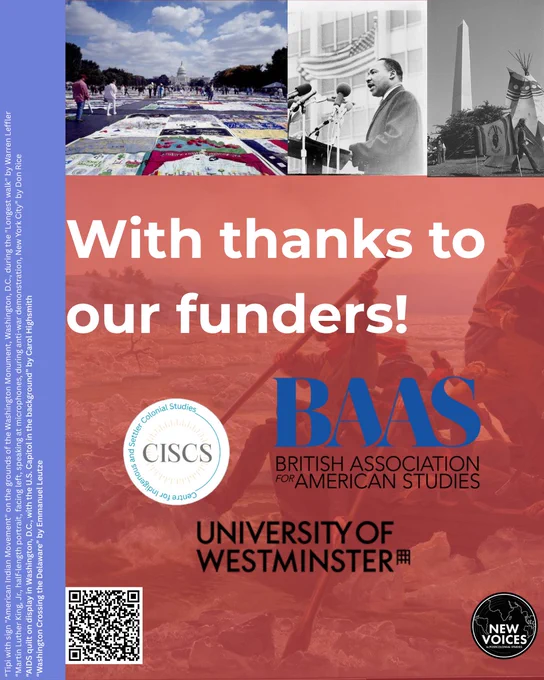 With thanks to our funders British Association for American Studies, University of Westminster, and Centre for Indigenous and Settler Colonial Studies!