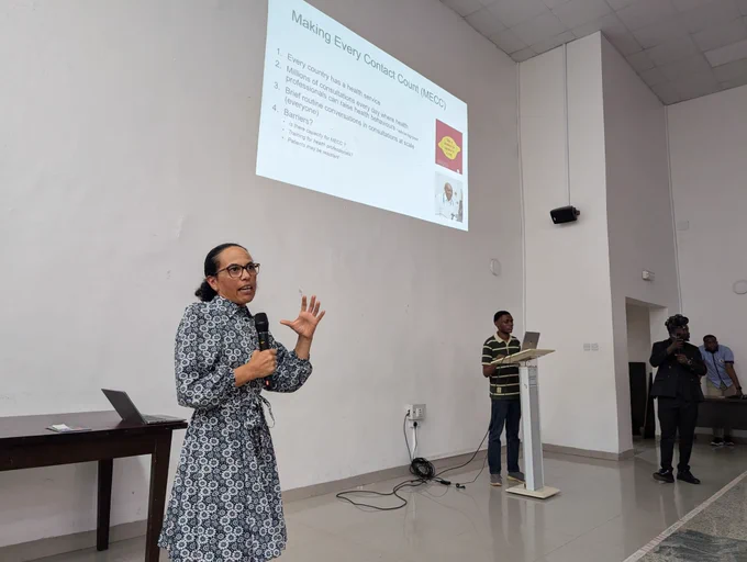 Professor Amanda Daley delivers a keynote presentation at LASUCOM