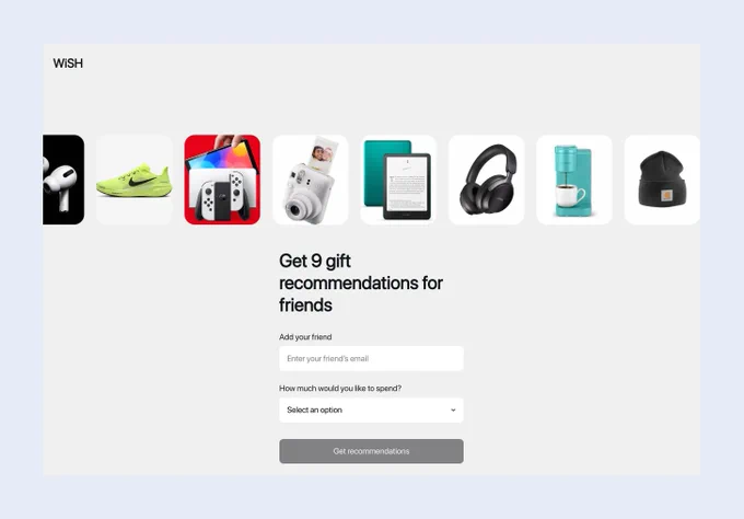 screenshot of shopping app prototype