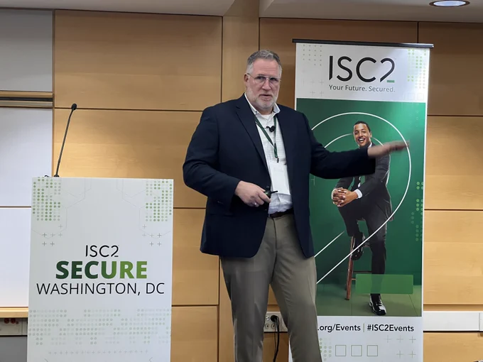 Mr. Patrick Johnson, Dir. of Workforce Dev, WID, presenting at the ISC2 Conference