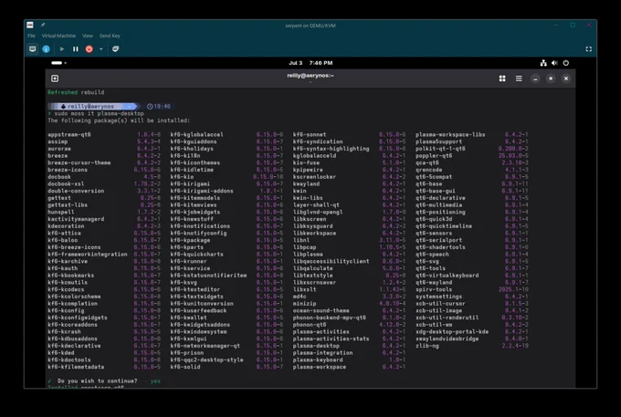 Moss install list for KDE Plasma on AerynOS