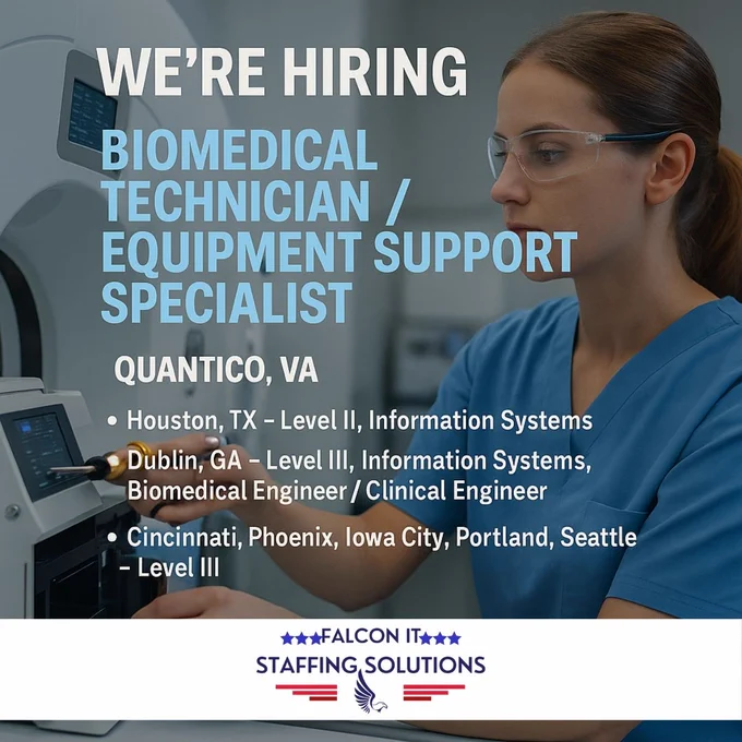 #HiringNow: Biomedical Technicians & Engineers. falconitss.com