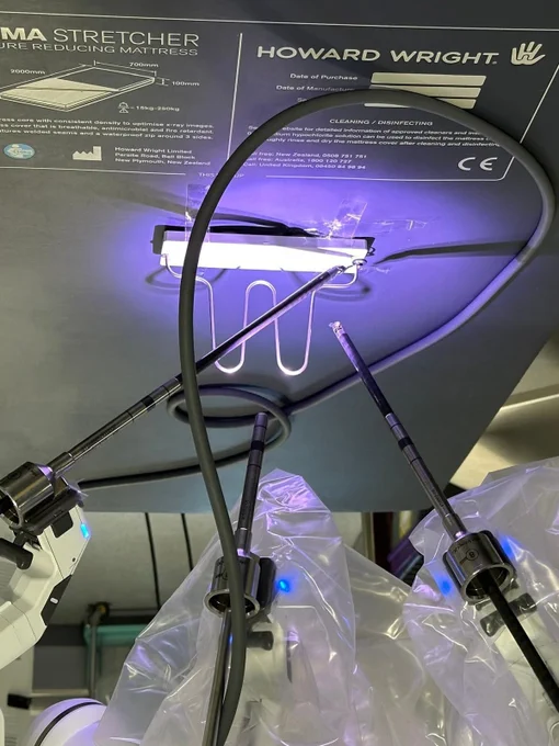 A photo of trainee surgeons at the event with the robotic technology.