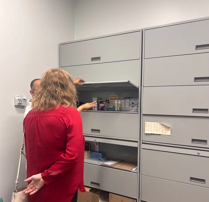 Councilmember Luedtke receiving a tour of the American Diversity Group facility.
