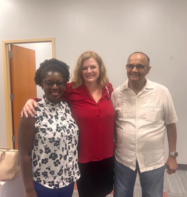 Delegate Bernice Mireku-North, Councilmember Luedtke, and Mayur at the American Diversity Group.