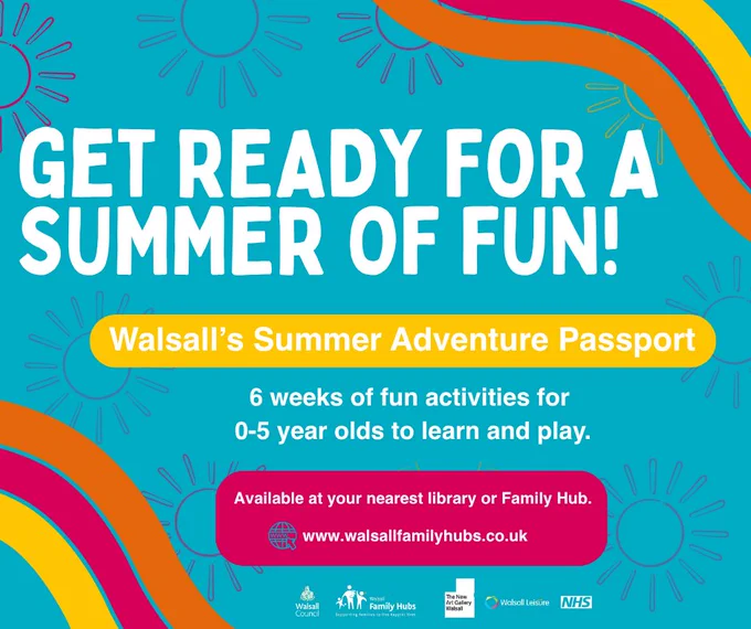 Graphic promoting Walsall's Summer Adventure Passport