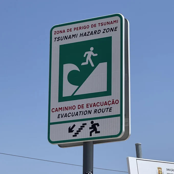 A tsunami evacuation sign