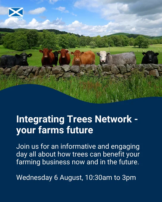 Integrating Trees Network - your farm's future. Join us for an informative and engaging day all about how trees can benefit your farming business now and in the future. 
Wednesday 6 August, 10.30am to 3pm