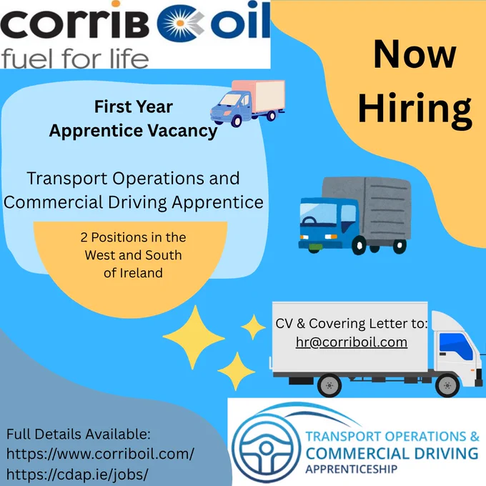 📢 We are delighted to announce two 🌟 excellent CDAP Apprenticeship opportunities with Corrib Oil, in the West and South of Ireland.

🌐 To find out more visit: https://cdap.ie/jobs/ 
📨 To apply send your CV & cover letter to: hr@corriboil.com