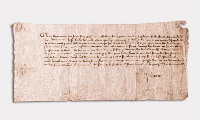 Appel fait auprès de la communauté riomoise par Jeanne d’Arc en 1429 ©Archives communales de Riom