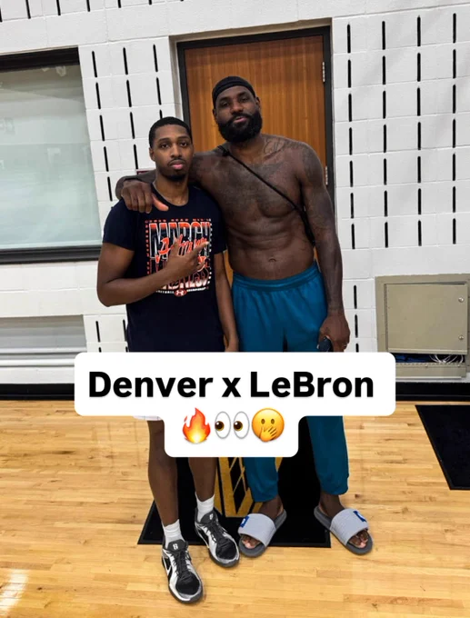 Denver Jones and LeBron James at the Cavs practice gym