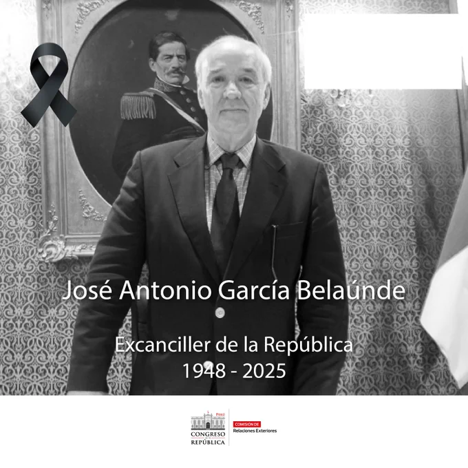 La presidenta de la @ComisionRREE del @congresoperu, @TelaObando, expresa su profundo pesar por el fallecimiento del excelentísimo embajador y excanciller de la República, José Antonio García Belaúnde, figura destacada de la diplomacia peruana.