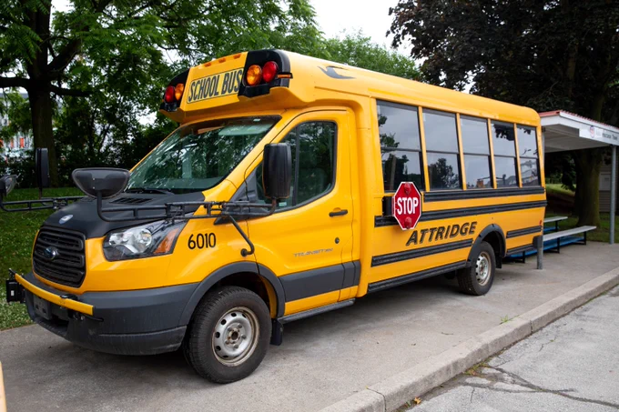 A school bus sitting in the Halton Regional Police Service’s Children Safety Village.