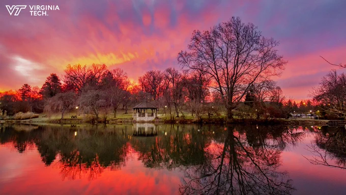 Virginia Tech Duck Pond during sunrise