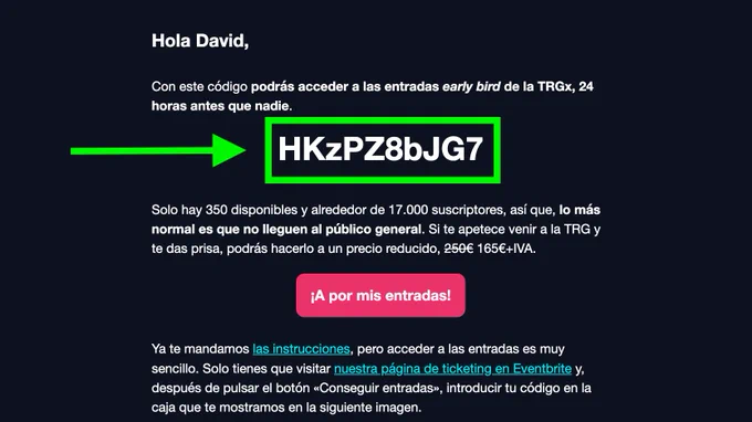 Captura del ejemplo del correo que os llegará mañana.