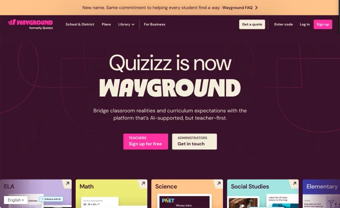 Quizizz now wayground screenshot