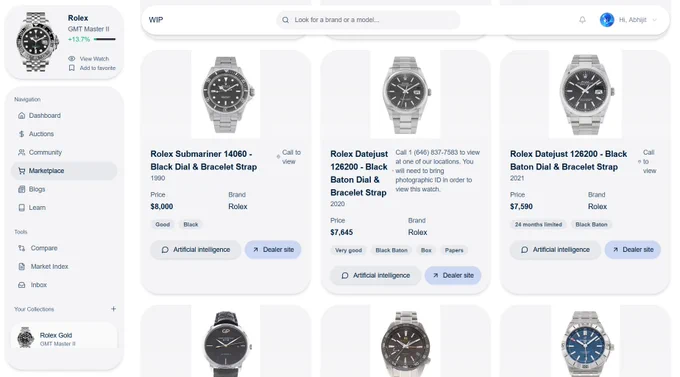 A list of watches scraped through FetchFoxAI