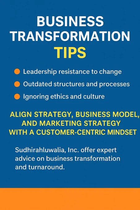 💡 Is Your Business Built to Last?
Many businesses fail because they fail to adapt to changing times.
👉 Leadership refuses to adapt
👉 Old models, outdated thinking
👉 Culture and ethics seen as “optional”
The truth? Transformation isn’t optional.
🚀 Real success comes when your strategy, business model, and marketing plan are all aligned around your customer.
Need help with a turnaround or transformation?
📩 Contact Sudhirahluwalia, Inc. today 👉 https://bit.ly/4kS1Pg1
