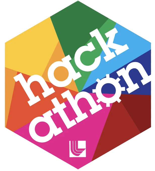 hackathon logo - rainbow colored hexagon