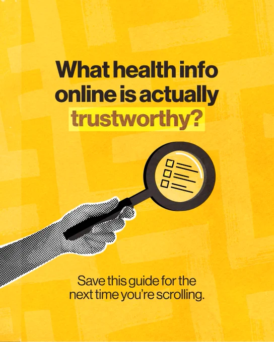 Text overlay: What health info online is actually trustworthy? Save this guide for the next time you're scrolling.