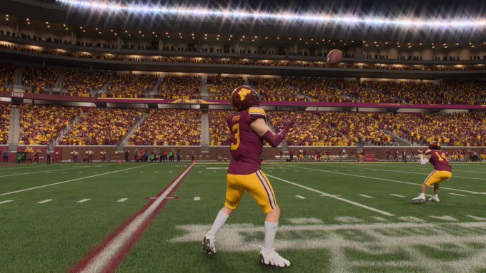 Koi Perich catching a punt in EA Sports’ College Football 26