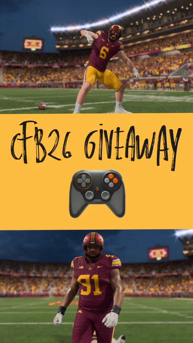 EA Sports College Football 26 giveaway graphic featuring Maverick Baranowski and Deven Eastern.