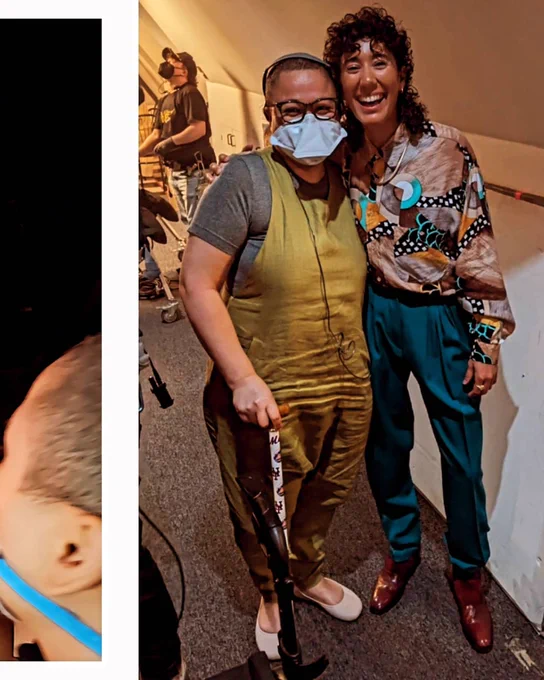 Zayre Ferrer stands in a yellow jumper next to Vico Ortiz smiling at the camera