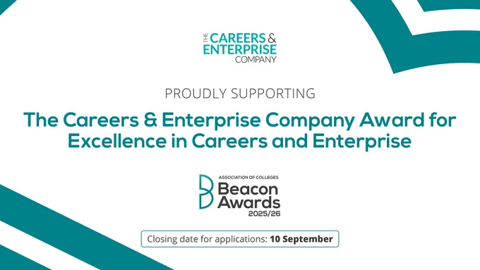 Graphic reads "The Careers and Enterprise Company Award for Excellence in Careers and Enterprise."