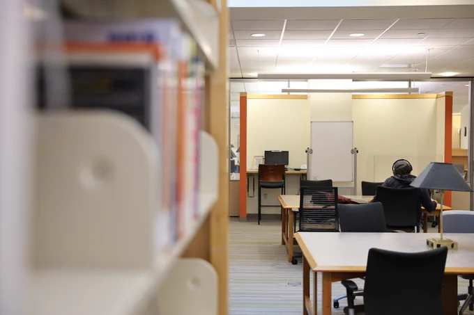 Student studying in Dana Health Sciences Library