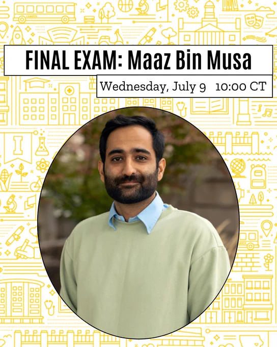 Maaz Musa name, portrait, and exam time.