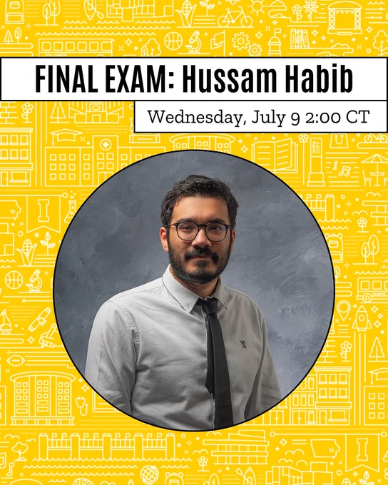Hussam Habib name, portrait, and exam time.