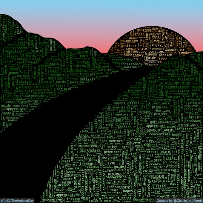 CallOfTheHorizonDay0709 created by @Clouds_Of_Words

Call CarpeDiem Day Horizon achieve adventure appreciate choices concentrate consistency create dreams empowerment enjoy freedom future goals guide hopes ideas imagine journey learn life manifest mentors moments motivate of opportunities optimism passion plan project promises pursue pursuit push reach seize step the vast view wanderlust will