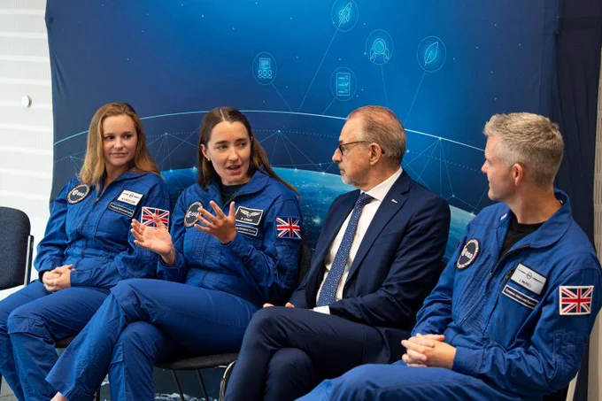 ESA Director General Josef Aschbacher with UK ESA astronaut Rosemary Coogan, and Astronaut Reserves, Meganne Christian and John McFall at the UK Space Conference.