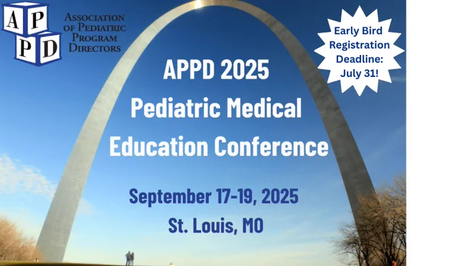 The 2nd Annual APPD Pediatric Medical Education Conference will be held September 17-19, 2025, in St. Louis at the Marriott St. Louis Grand hotel. The conference will convene established and aspiring content experts and leaders in pediatric medical education, across organizations, to facilitate knowledge sharing and collaborative approaches to the challenges facing our field.

The Association of Medical School Pediatric Department Chairs (AMSPDC), Academic Pediatric Association (APA), Council on Medical Student Education in Pediatrics (COMSEP), Council of Pediatric Subspecialties (CoPS), FuturePedsRes, Next Gen Pediatricians, American Board of Pediatrics (ABP), and American Academy of Pediatrics (AAP), will be collaborating with APPD for this years' meeting. New and seasoned pediatric medical educators will be showcasing their scholarly work. Junior faculty and trainees are strongly encouraged to participate. CME will be offered.
