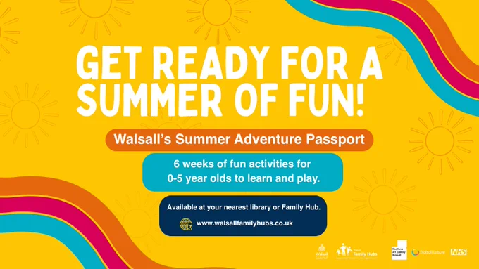 Graphic promoting Walsall's Summer Adventure Passport