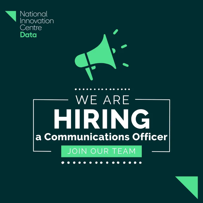We are hiring a Communications Officer to join our team at the National Innovation Centre for Data at Newcastle University.