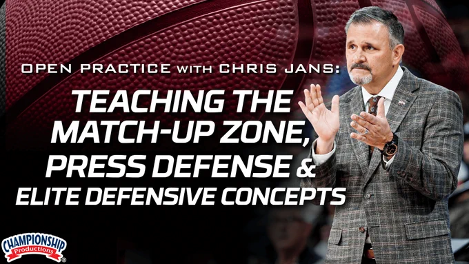Build an elite defense with match-up zone, press, and man-to-man systems from Chris Jans!

Learn how to install and teach a match-up zone defense using rules, language, and accountability!
Gain insights into press defense concepts that flow directly into your zone or man defense!
Learn how to teach closeouts, rotations, and ball screen coverage using progressive, high-effort drills!
Understand how to teach the "shadow" concept and contain both the roller and handler in PNR defense!
Learn the defensive language, rotations, and effort standards that create an elite defense!

https://www.championshipproductions.com/cgi-bin/champ/auth/3690/Chris-Jans.html?utm_source=X

with Chris Jans
Mississippi State Head Men's Coach;
New Mexico State University Head Coach (2017-2022);
4x WAC Regular Season Champions;
3x WAC Tournament Champions;
3x WAC Coach of the Year (2018-2020);
Kirkwood CC (1996-1998);
1998 NJCAA D-II National Champions;
1998 NJCAA D-II Coach of the Year