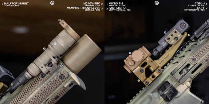 RailScales QTR Stop, RSBM-P Polymer M-LOK VFG, 1-Slot MiniDot TerraCore G10 Solo's & 3-Slot MiniDot TerraCore G10 RailScales M-LOK Scales, QDX Sling Mount, Halftop Mount for Scout Light Pro Lights, MCX CSMR Button | Sig Sauer 4.25" 9mm MPX-K, SilencerCo Omega 9K Suppressor, Surefire M340V-Pro IR Scout Light w/ Geissele Surefire Vampire Throw Lever, Lancer Systems MPX 8" Carbon Rail, Aimpoint Micro T-2 RDS on Unity Tactical FAST Micro Mount, Steiner Optics CQBL-1 Laser on HRF Concepts SKIFF Mount, Geissele MPX Trigger & MPX SCH, Parker Mountain Machine Ultra Light Skeleton Stock.
