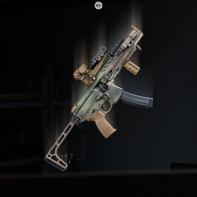 RailScales QTR Stop, RSBM-P Polymer M-LOK VFG, 1-Slot MiniDot TerraCore G10 Solo's & 3-Slot MiniDot TerraCore G10 RailScales M-LOK Scales, QDX Sling Mount, Halftop Mount for Scout Light Pro Lights, MCX CSMR Button | Sig Sauer 4.25" 9mm MPX-K, SilencerCo Omega 9K Suppressor, Surefire M340V-Pro IR Scout Light w/ Geissele Surefire Vampire Throw Lever, Lancer Systems MPX 8" Carbon Rail, Aimpoint Micro T-2 RDS on Unity Tactical FAST Micro Mount, Steiner Optics CQBL-1 Laser on HRF Concepts SKIFF Mount, Geissele MPX Trigger & MPX SCH, Parker Mountain Machine Ultra Light Skeleton Stock.