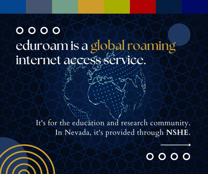 Dark blue tech background with light teal hologram earth for eduroam's global roaming services. 