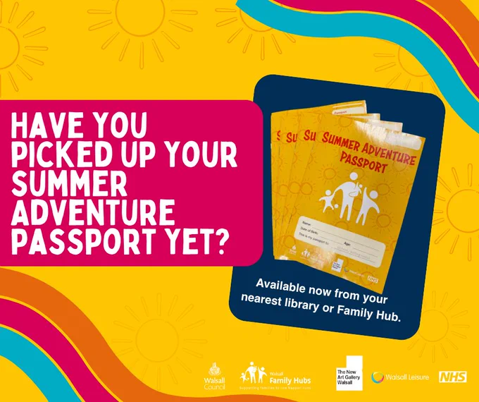 Graphic promoting Walsall's Summer Adventure Passport